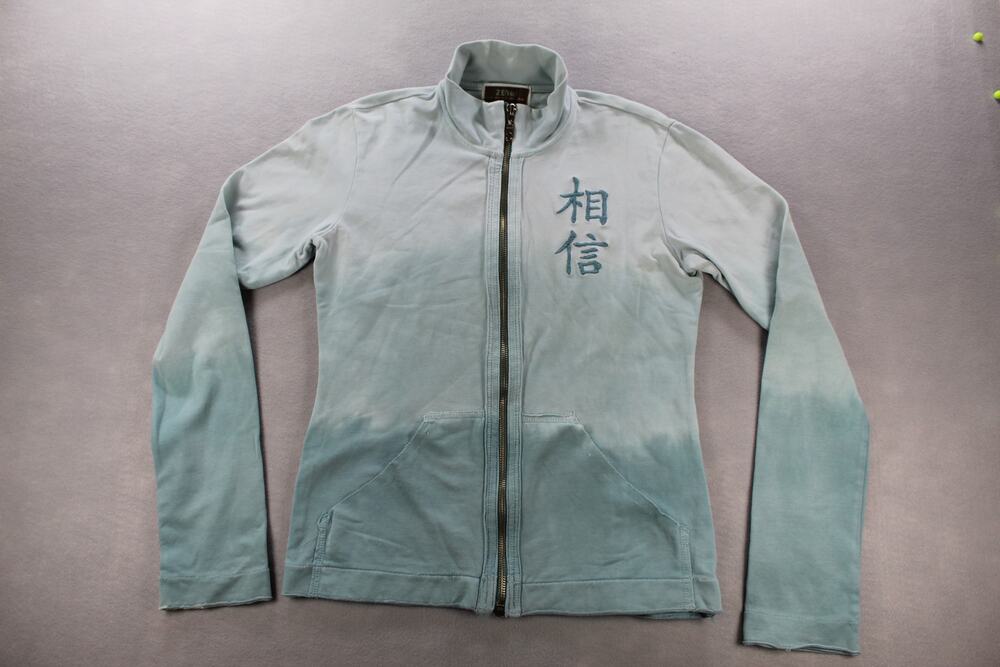 ZENsei Blue Ombre Embroidered Zip Jacket Womens Small